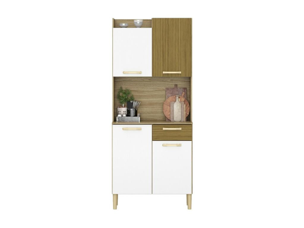 Kitchen Buffet with 4 Doors and 1 Drawer, Oak and White, W 73.6 H 175.7 D 36.3 cm LQTG81486