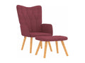 Relaxing armchair with footstool, burgundy red fabric, INZH18580