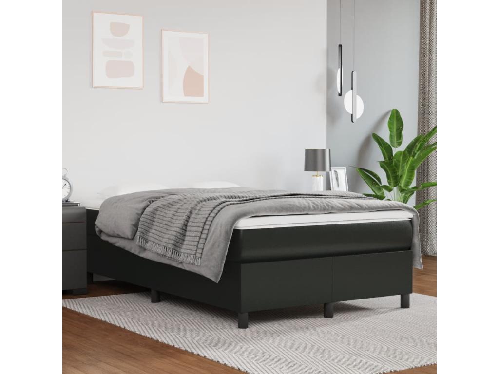 Domopure bed base with black 120x190 faux leather mattress HIBZ78126