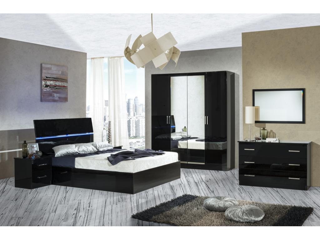 Domopure 181cm Modern Bedroom Wardrobe with 4 Hinged Doors, Black Lacquered Wood, YCPV27582