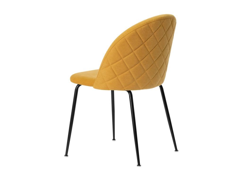 Domopure ZWSZ65479 Modern Chair in Mustard Yellow Upholstered Fabric with Black Metal Legs