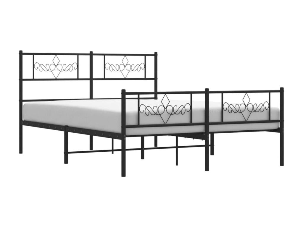Black metal bed frame with headboard/footboard, 120x200 cm QXKT63077