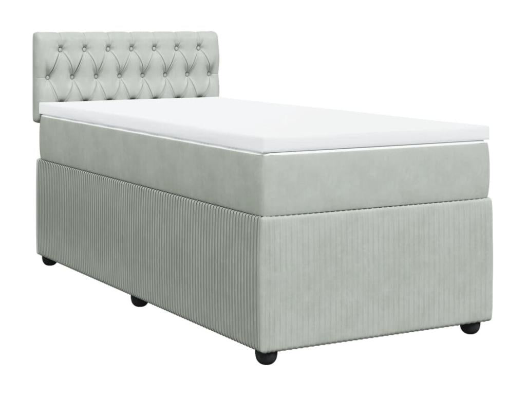 Chicyla bed base and mattress, light grey, 90x190 cm, velvet, TUOM37062