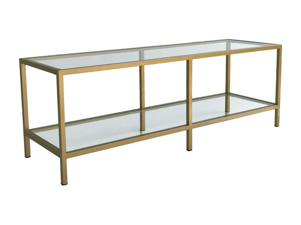 Domopure TV Stand, Living Room Sideboard, Low TV Cabinet, Wall-Mounted Storage Base, 130x40x45 cm, Gold VJJD95151
