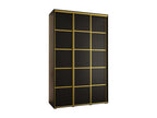 Domopure 4 Sliding Door Wardrobe 235.2/160/60 3 Doors Black/Black/Gold LEJQ88327