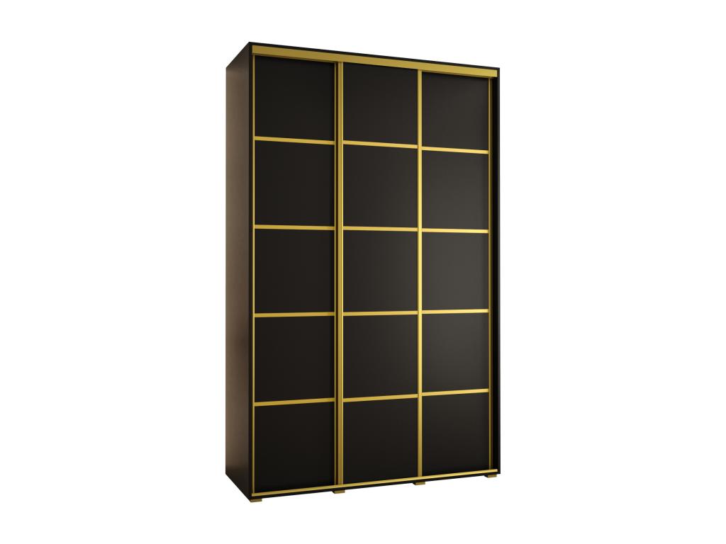 Domopure 4 Sliding Door Wardrobe 235.2/160/60 3 Doors Black/Black/Gold LEJQ88327