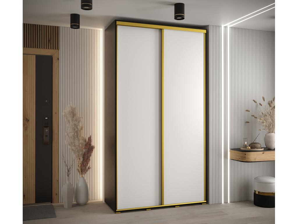 Domodure 1 Sliding Door Wardrobe 235.2/140/45 2 Doors Black/White/Gold ILNW60375