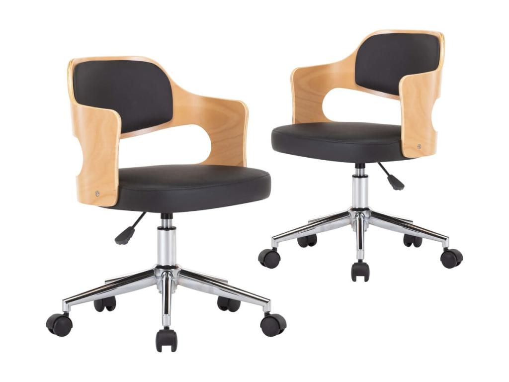 Swivel dining chairs, set of 2, bentwood and faux leather, VKEC53277