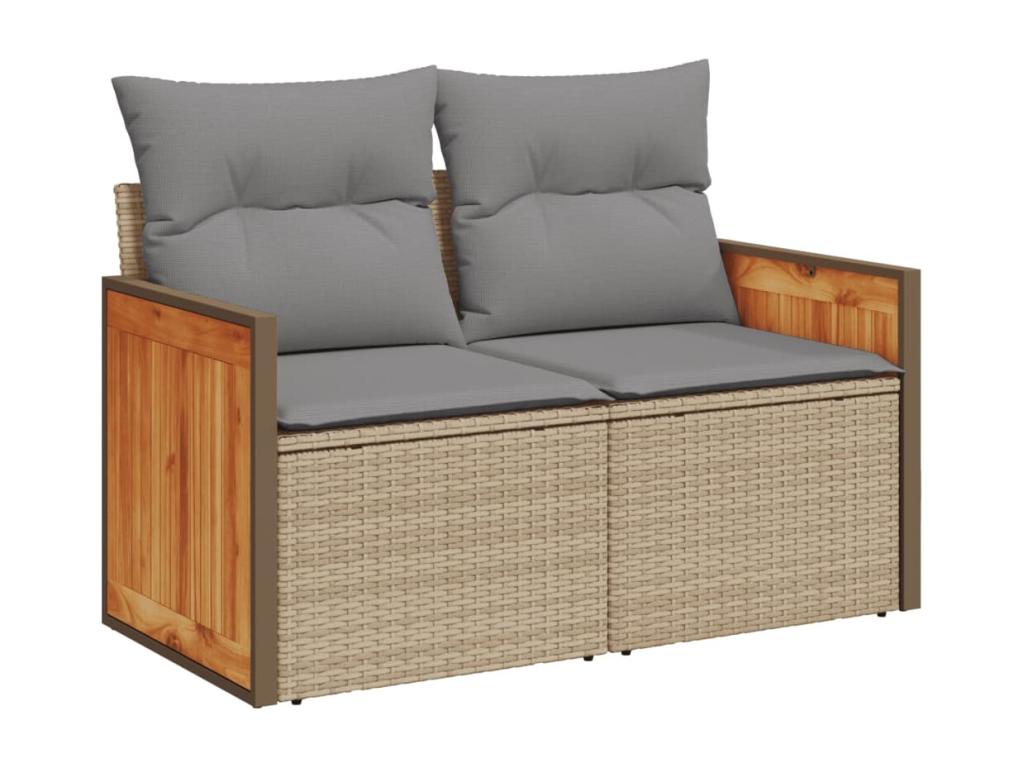 Garden furniture set with cushions, 12 pieces, beige woven resin, MZFC57639