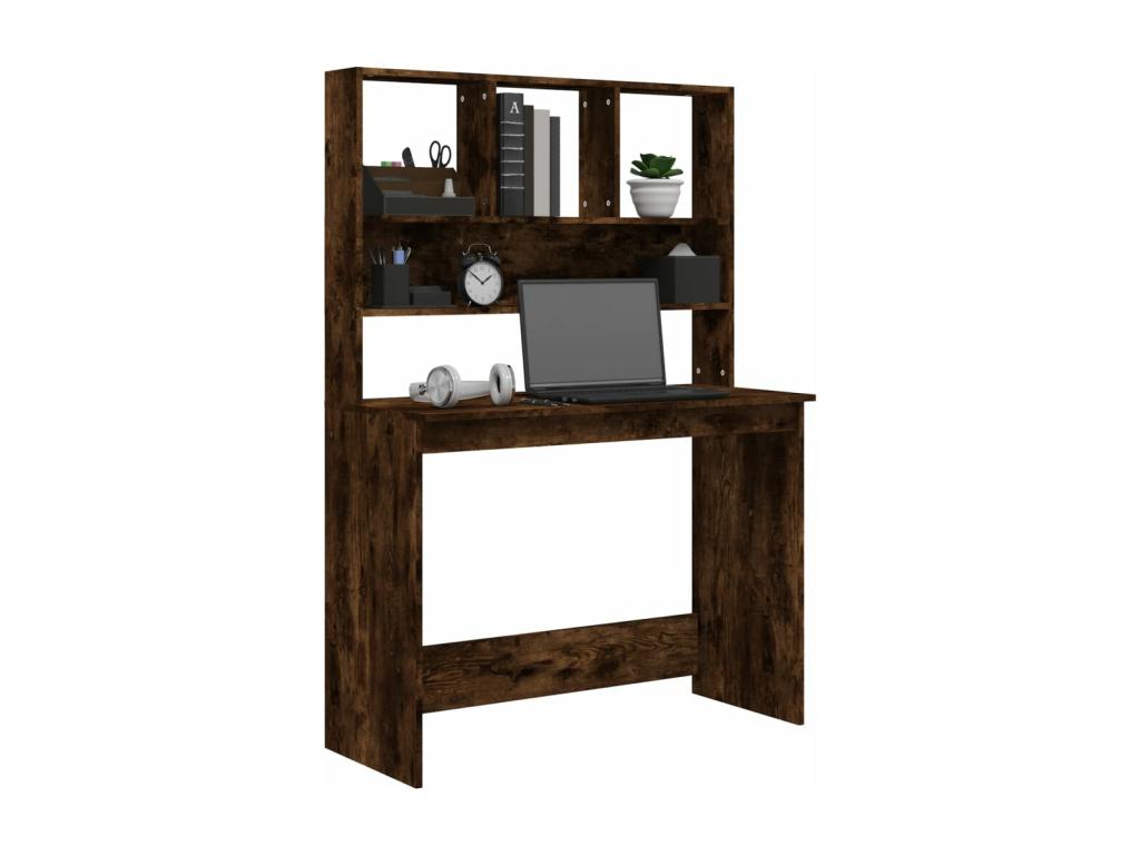 Desk with shelves, smoked oak, 102x45x148 cm, engineered wood, SQQJ01173