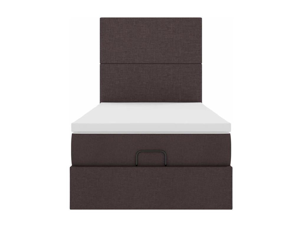 Ottoman bed frame with dark brown mattress 90x190 cm fabric QLNO60660