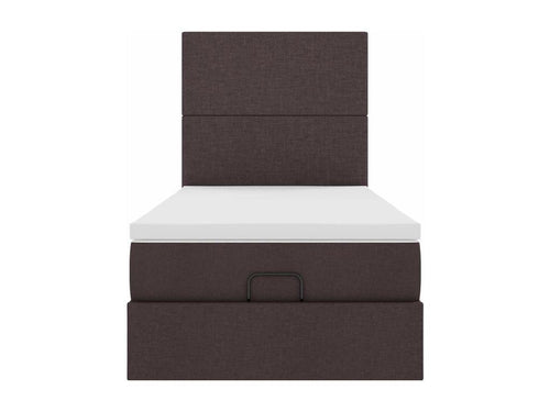 Ottoman bed frame with dark brown mattress 90x190 cm fabric QLNO60660