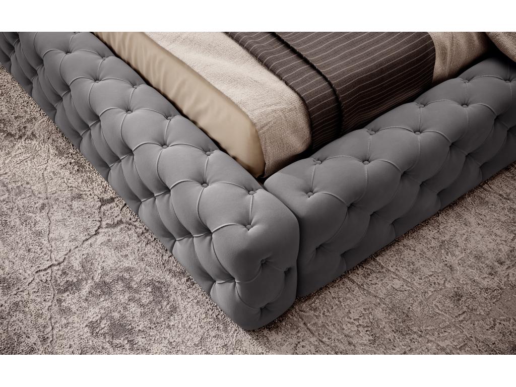 Domopure designer bed with headboard and storage compartment upholstered in dark grey velvet - 3 sizes - 160x200 JXMZ36602