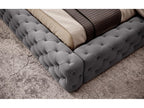 Domopure designer bed with headboard and storage compartment upholstered in dark grey velvet - 3 sizes - 160x200 JXMZ36602