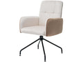Set of 4 Swivel Chairs Upholstered in Velvet with Armrests - Square Frame - Beige ZKAG64104