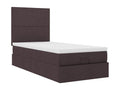 Ottoman bed frame with dark brown mattress 90x190 cm fabric QLNO60660