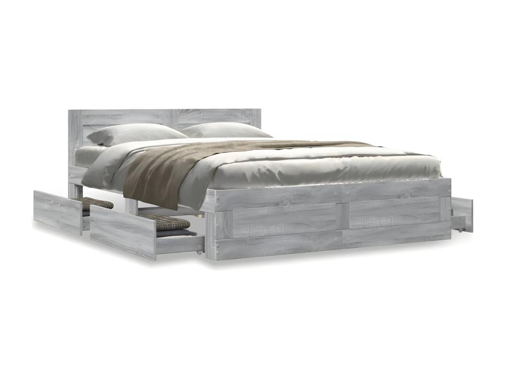 Domopure bed frame with headboard, grey, 120x200 cm, XCZY63480