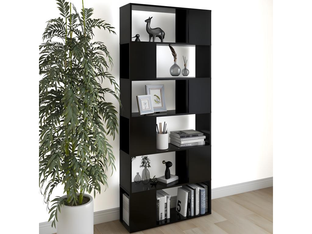 Black Bookshelf/Room Divider 80x24x186 cm Chipboard NVQD97603