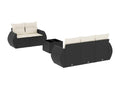 6-piece garden furniture set with cushions, black woven resin NKBK36631