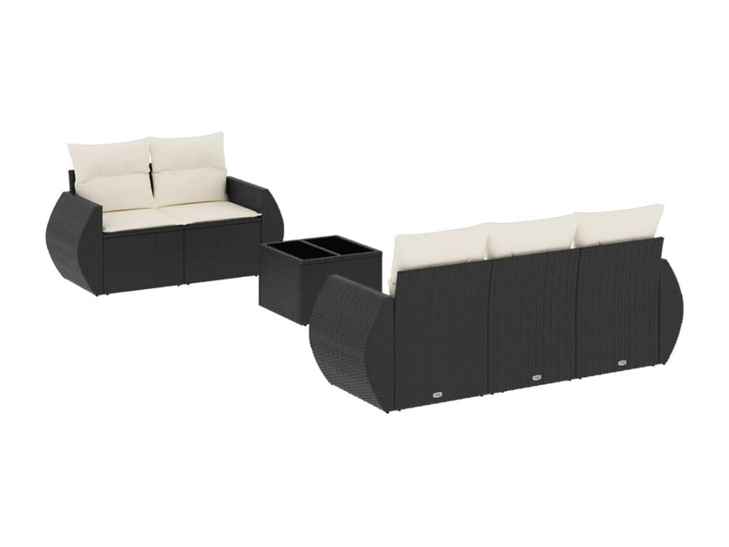 6-piece garden furniture set with cushions, black woven resin NKBK36631
