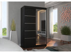 Small bedroom wardrobe with 2 sliding doors, black wood and mirror, Domopure 120cm RVHV01465