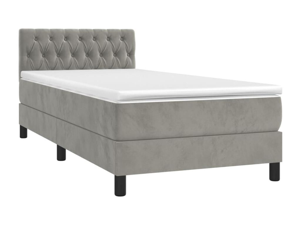 Chicyla bed base with mattress and LED, light grey, 90x190cm LQIY13349