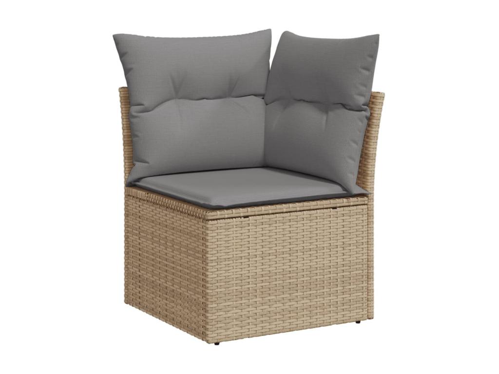 8-piece garden furniture set with cushions, beige woven resin EEUT83136