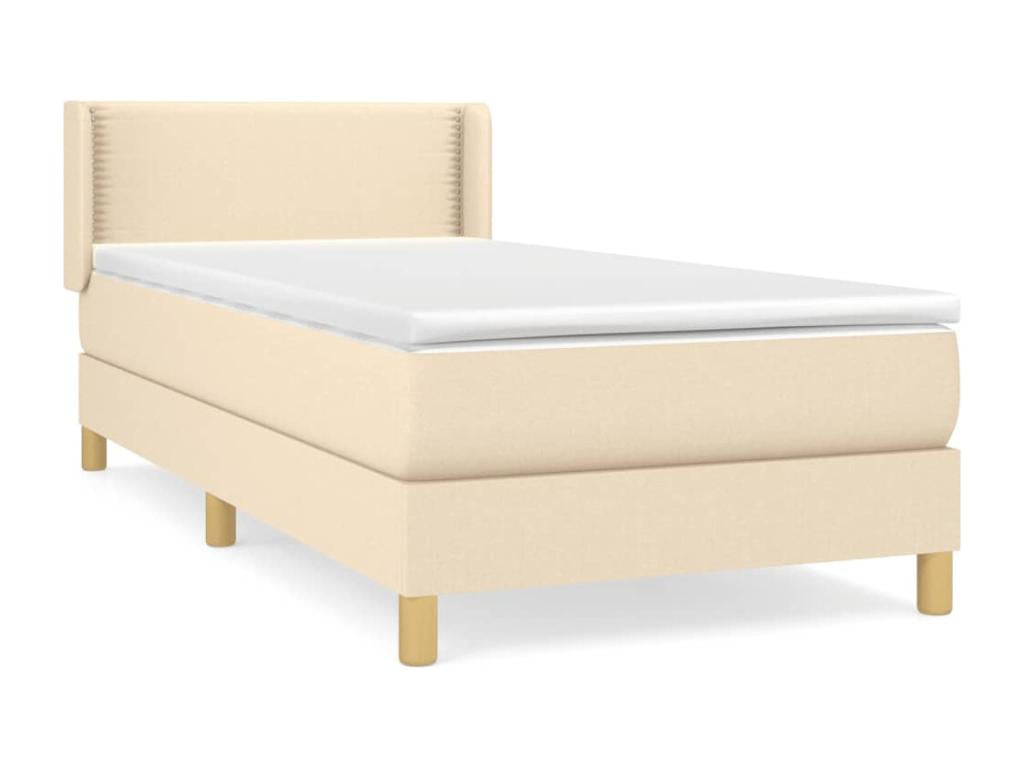 Upholstered bed base with mattress, Cream 80x200 cm, Fabric IDRR71007