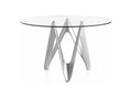 Domopure round designer table with silver lacquered fiberglass finish - Dimensions: D 130 x H 76 cm EKZM22875