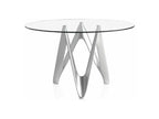 Domopure round designer table with silver lacquered fiberglass finish - Dimensions: D 130 x H 76 cm EKZM22875