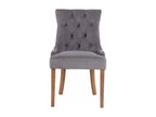 Dining chair x1, antique design, tufted in grey velvet with 4 light wood legs, 10 0001941 HSGQ43166