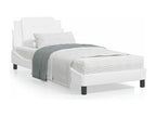 Bed frame with headboard, white, 100x200 cm, faux leather, XNUV74554