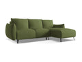 Right-hand corner sofa bed in chenille fabric - bottle green - Domopure BAYA71918