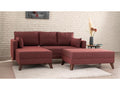 Small left-hand corner sofa bed with ottoman in burgundy fabric Domopure 205cm TQNS80869