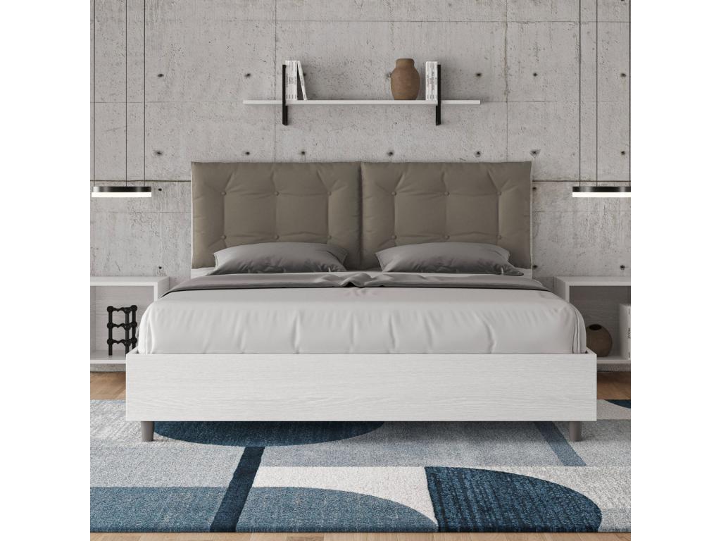 Domopure FWTM57003 160x200 Storage Bed with Cappuccino Faux Leather Cushions