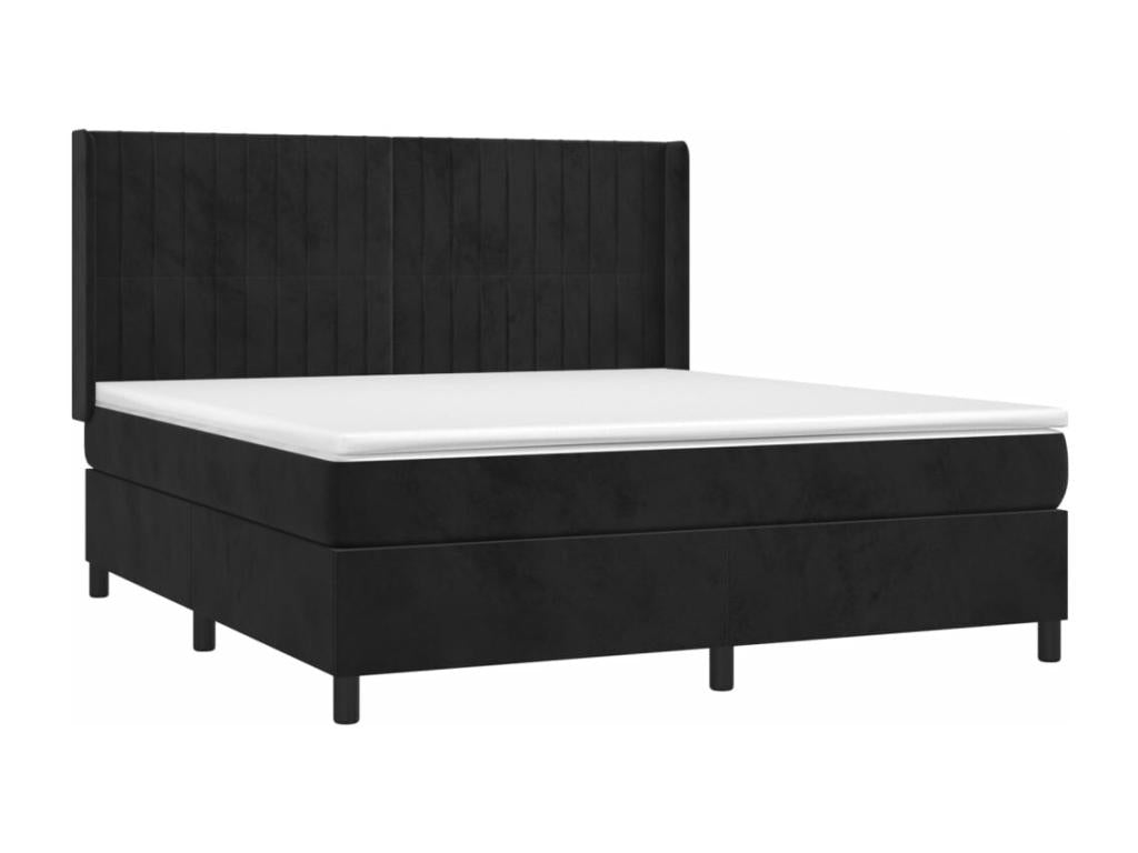 Upholstered bed base with mattress, black, 180x200 cm, velvet, IMYN89519