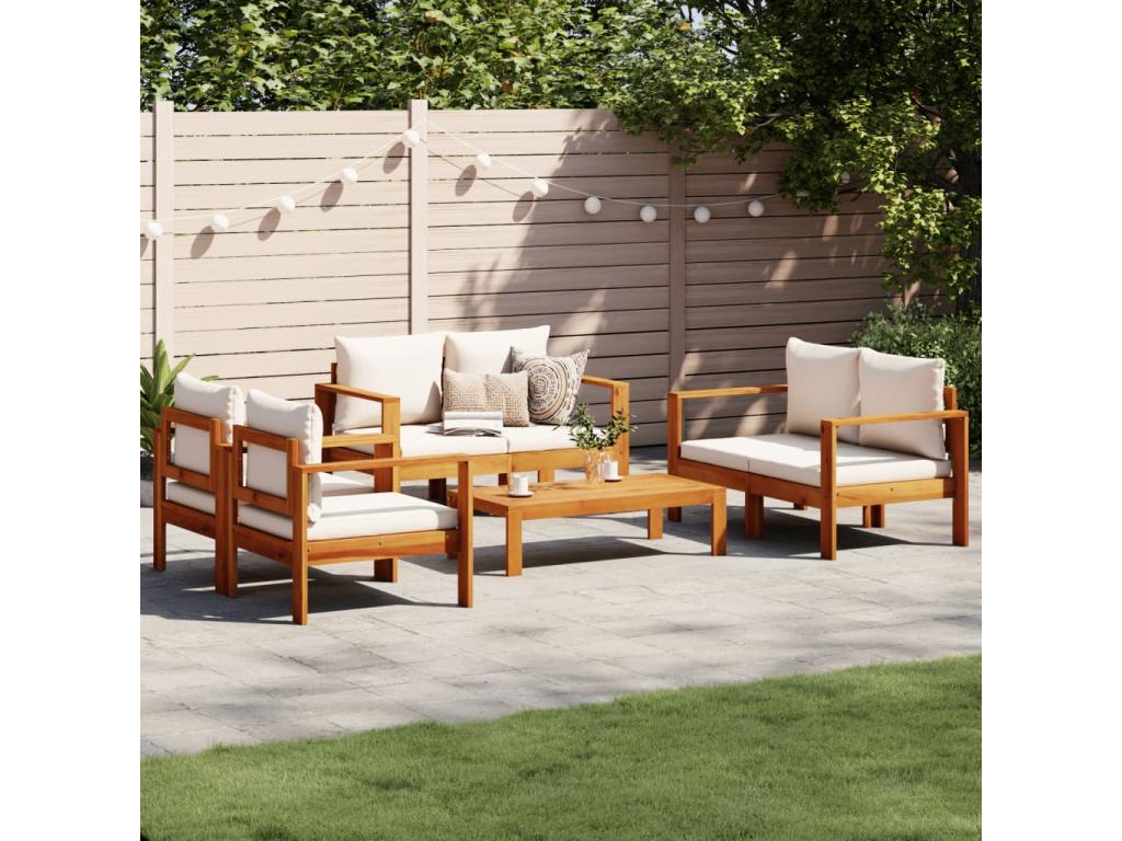 5-piece garden furniture set with cushions, solid Chicyla wood GMSR93649
