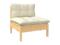10-piece garden furniture set with cream cushions, solid pine wood, IEWE39796