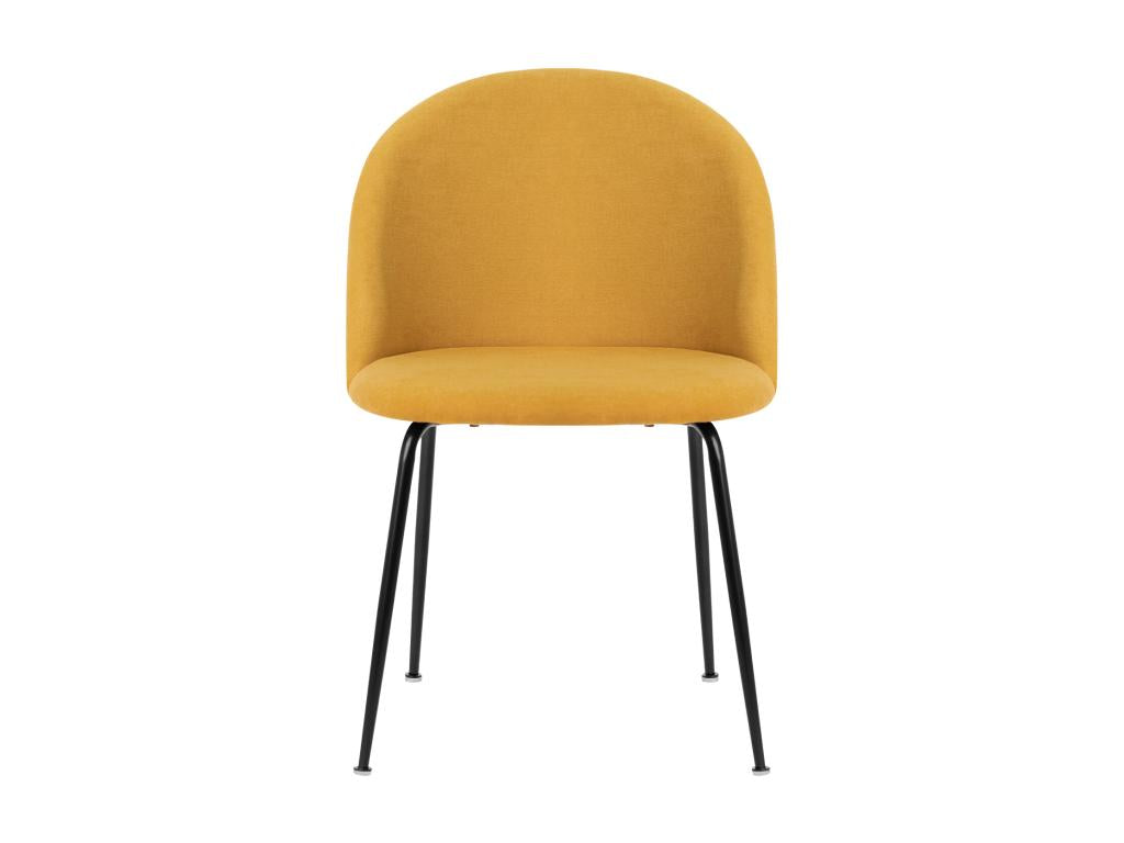 Domopure ZWSZ65479 Modern Chair in Mustard Yellow Upholstered Fabric with Black Metal Legs