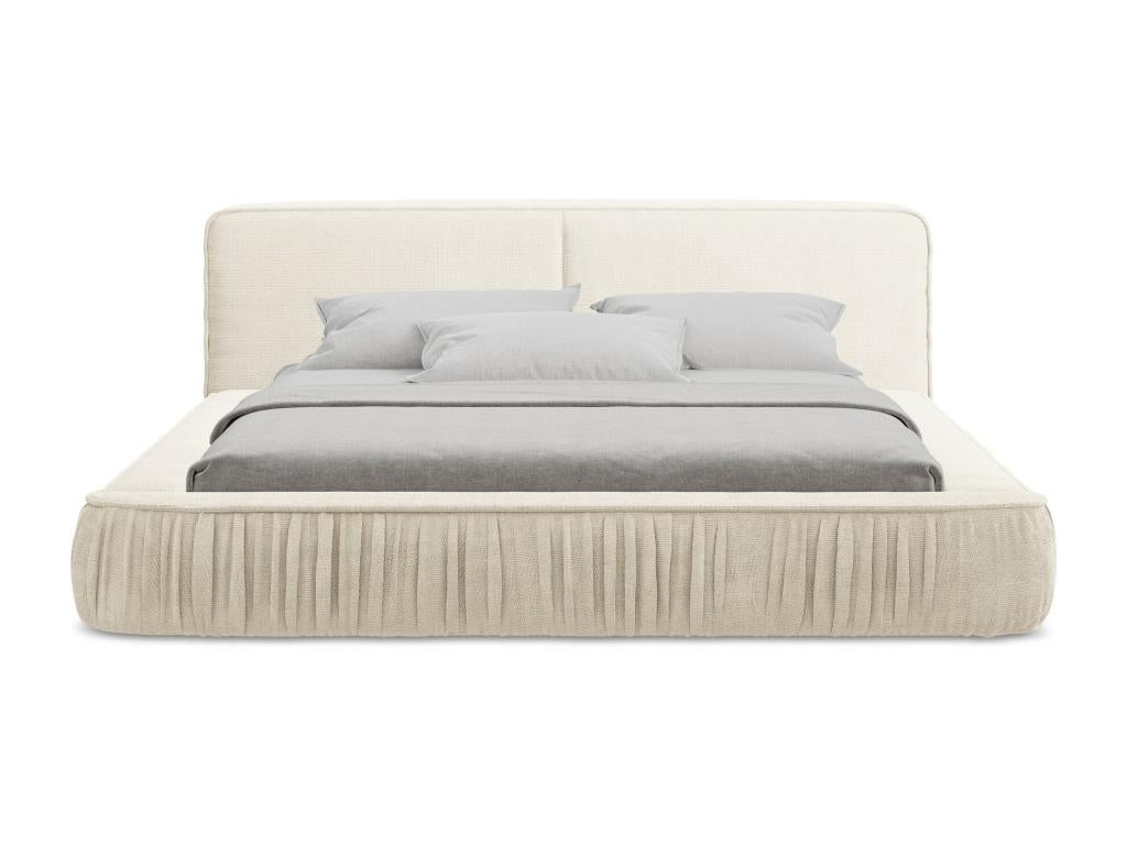 Upholstered bed with storage 198x238 - Chenille - light beige - Chicyla ODBH33850