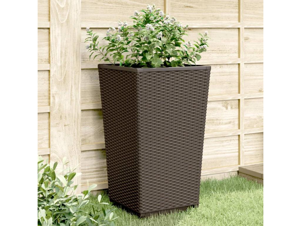 2-piece brown planters, 32.5x32.5x57 cm, polypropylene, CGGY93598