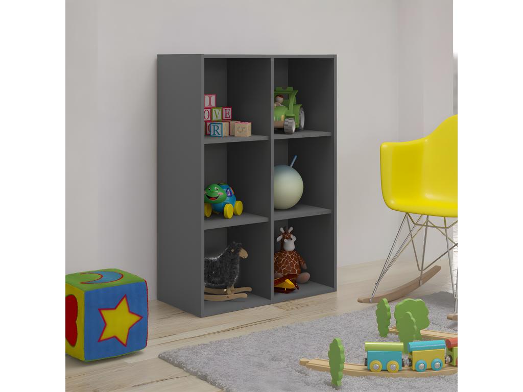 Chicyla WXPK28680 6-compartment storage unit in grey fiberboard