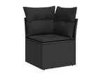 6-piece garden furniture set with cushions, black woven resin WATY03554