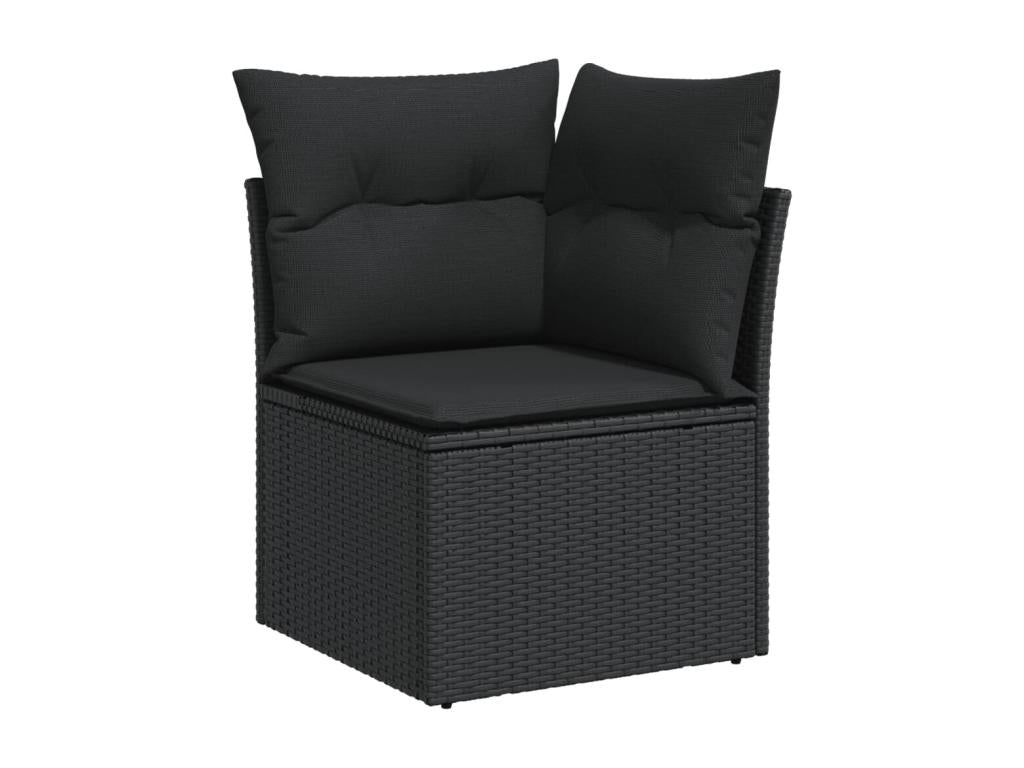 6-piece garden furniture set with cushions, black woven resin WATY03554