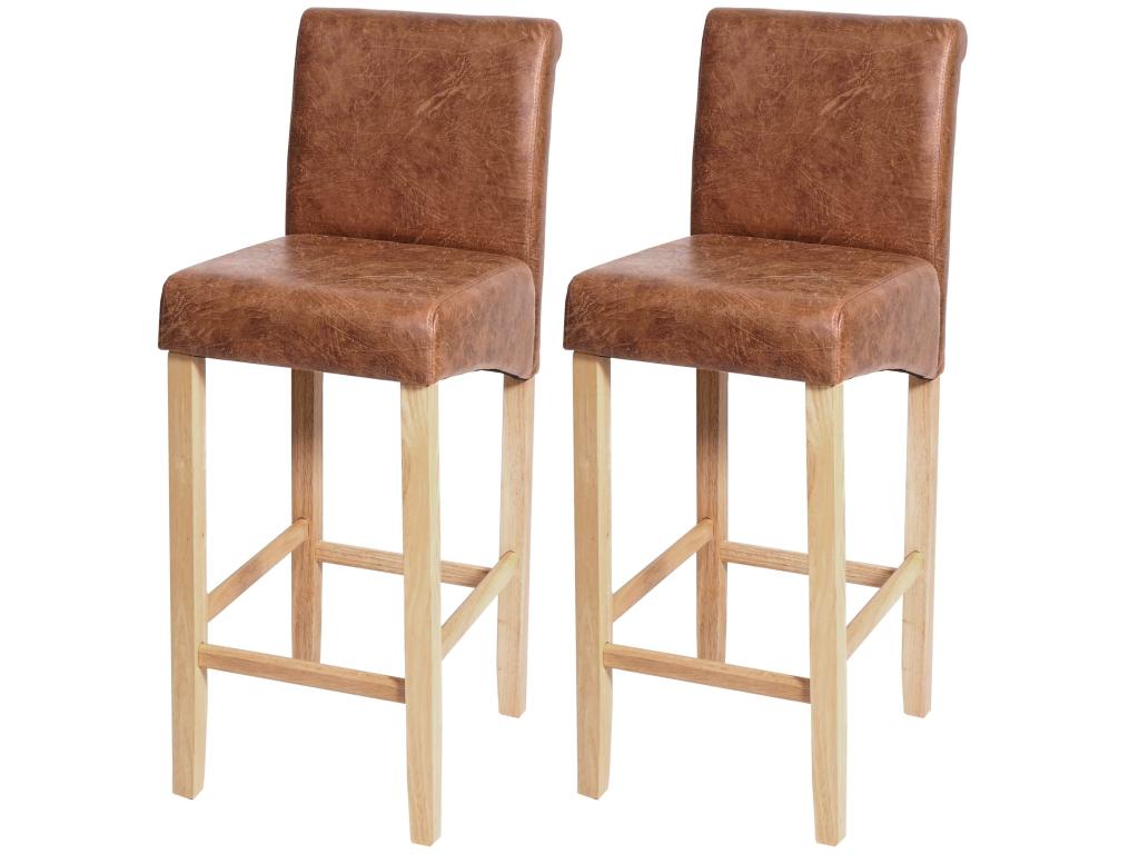 Domopure-C33 bar stool, set of 2, brown suede-look faux leather, light legs XNDU30668