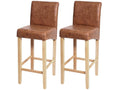 Domopure-C33 bar stool, set of 2, brown suede-look faux leather, light legs XNDU30668