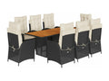 9-piece garden dining set with cushions, black resin wicker YLFE97109