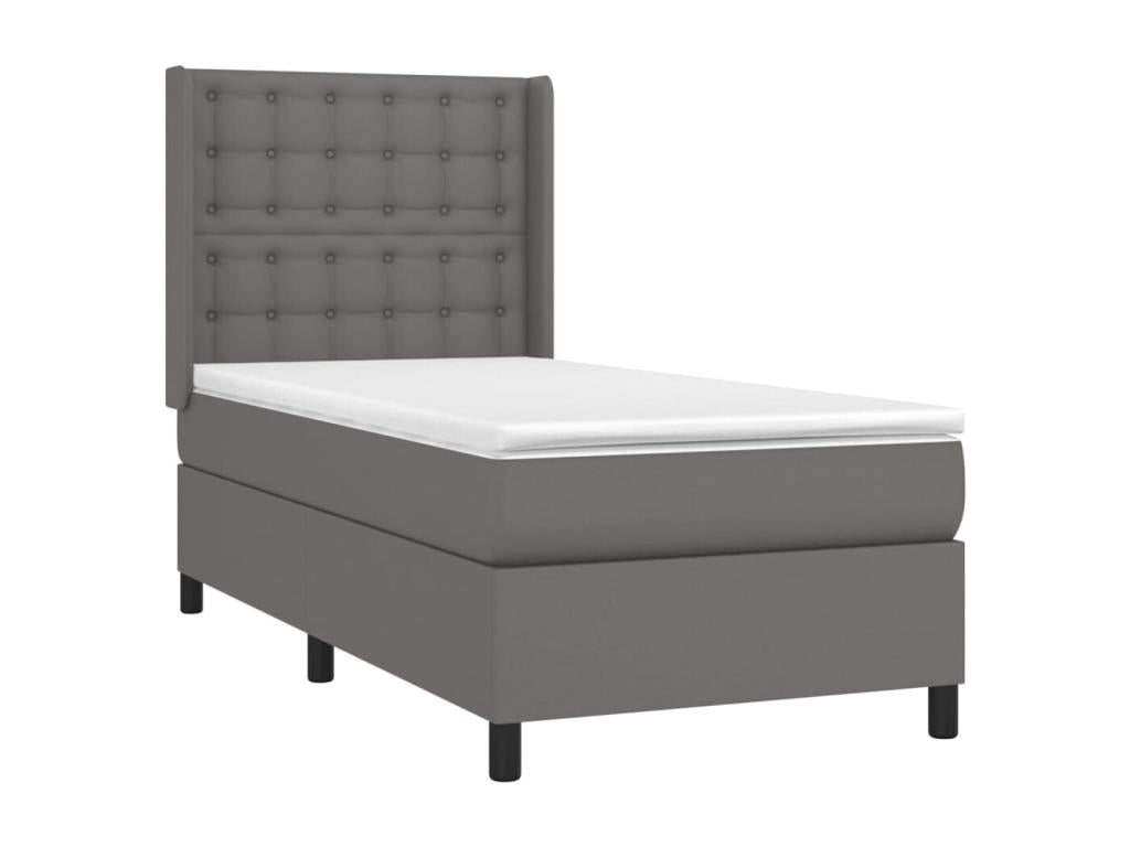 Chicyla bed base with mattress, Grey 100x200 Faux Leather VYDK53587