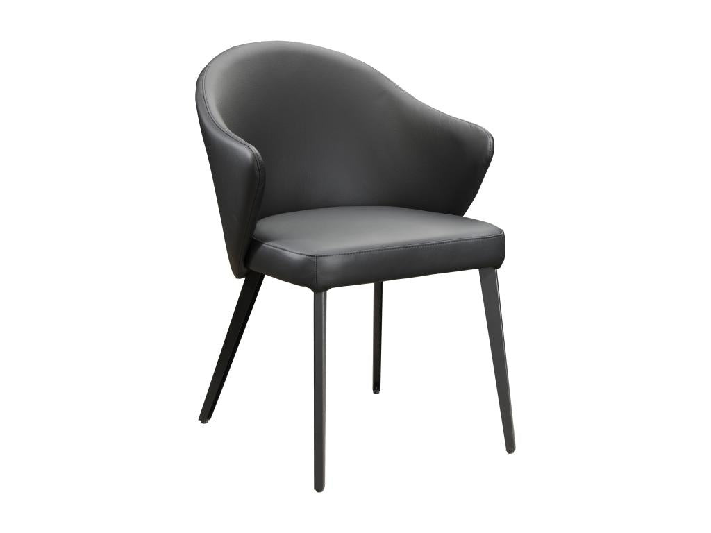 Chair with leather and steel armrests - Black - Chicyla HBMX13922