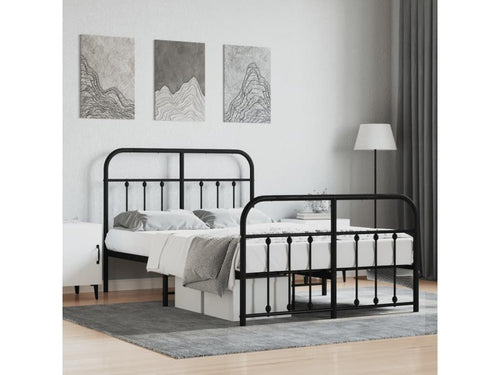 Metal bed frame with headboard/footboard, black, 120x200 cm AEKU10360